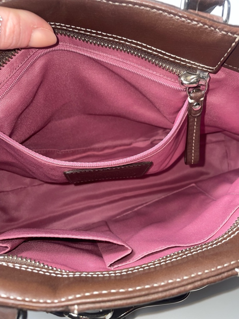Coach Hampton Brown Pebbled Leather Shoulder Braided Satchel. - Picture 4 of 13